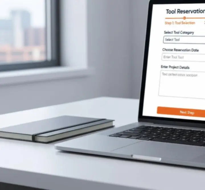 Intuicyjny formularz online do rezerwacji narzędzi w serwisie Toolvirixa