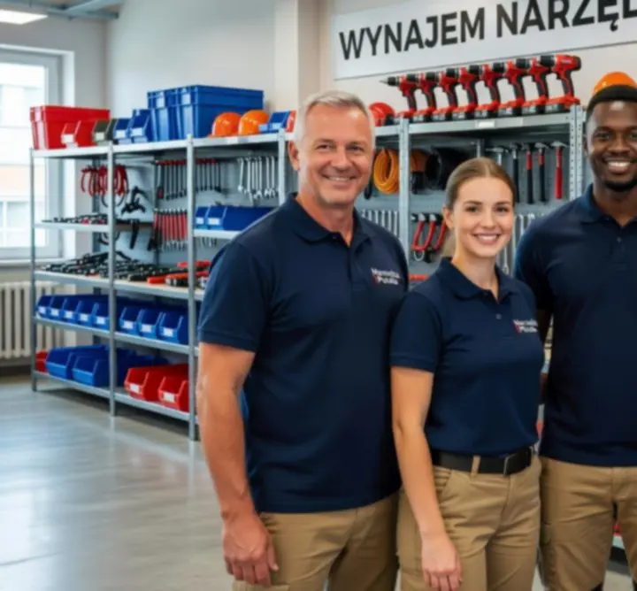 Zadowolony zespół ekspertów Toolvirixa w strefie narzędzi